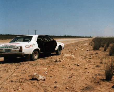 EDs rally car in the desert